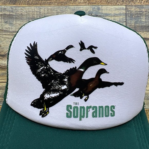 The Sopranos Mens Trucker Hat Green Snapback Tony Ducks Mafia Mob Baseball Cap - Picture 2 of 7